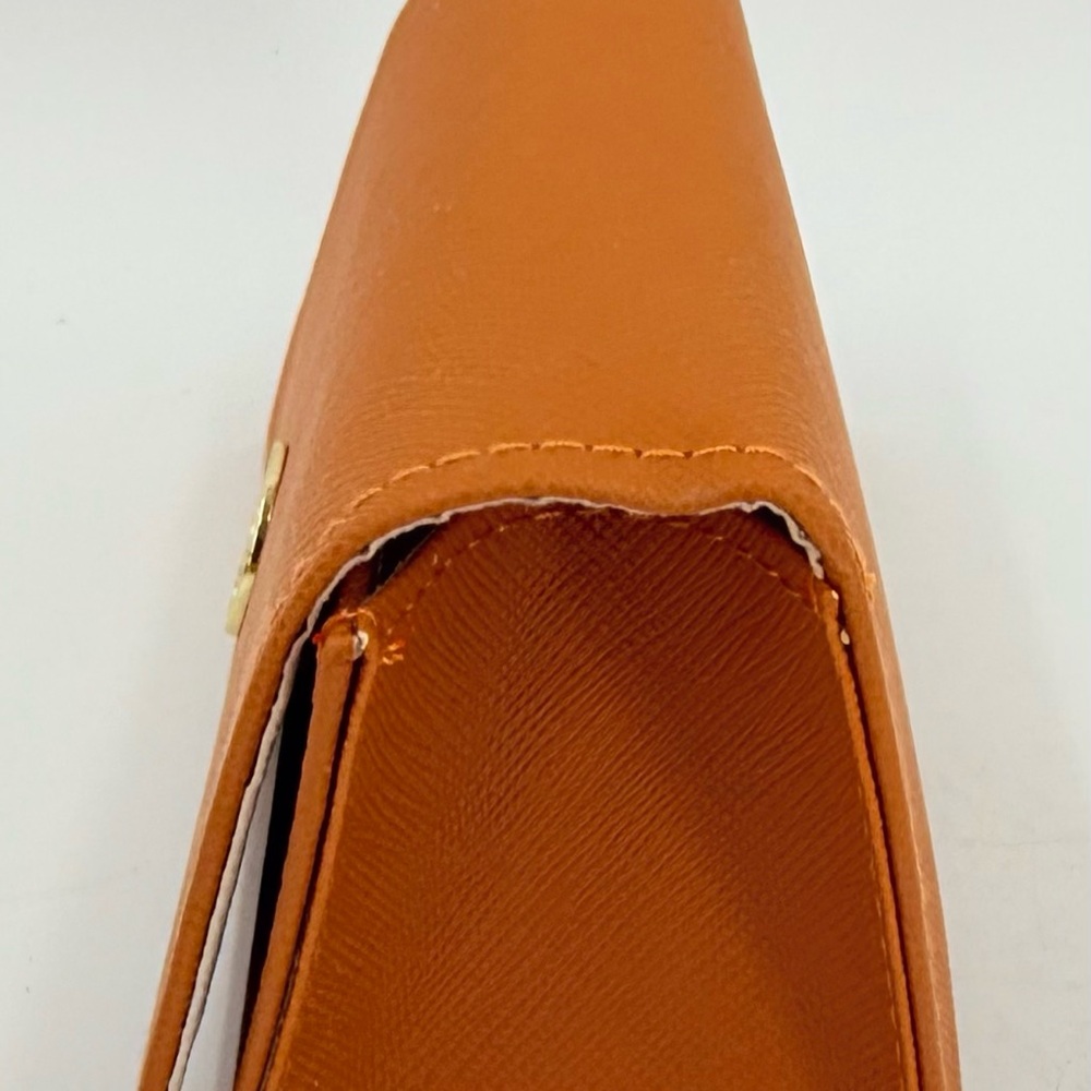 Tory Burch Glasses Sunglasses Semi Rigid Orange Faux Leather Case New NWOT - Picture 3 of 7